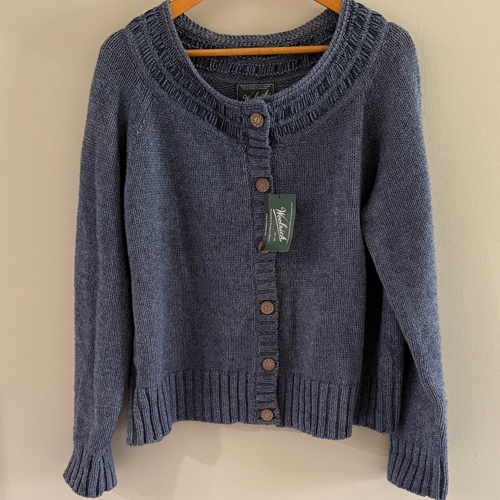 NWT Woolrich Slate Blue Button-Front Knit Cardigan 2XL